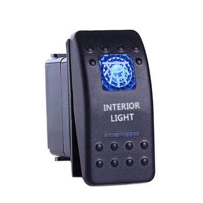 Buton Flexzon, Intrerupator, Comutator, ON OFF, Auto, 12V 24V, cu LED Panou, Lumina Albastru, "INTERIOR LIGHT"