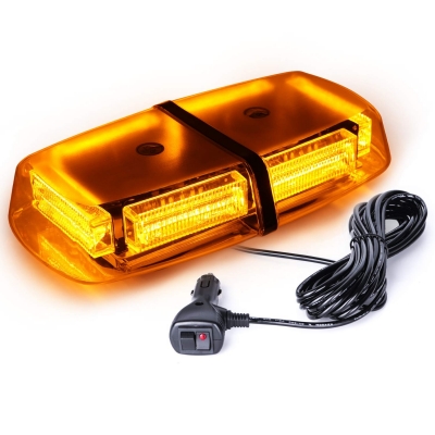 Girofar LED Flexzon, Cu Magnet, Sticla Portocalie, 12 V, 24W, IP65, 31x16x7 cm